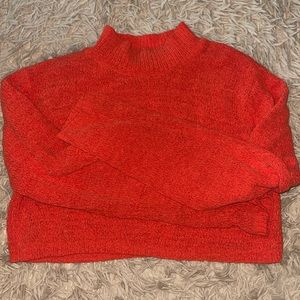 Orange Cropped Turtleneck Womens Knitted (Size M)